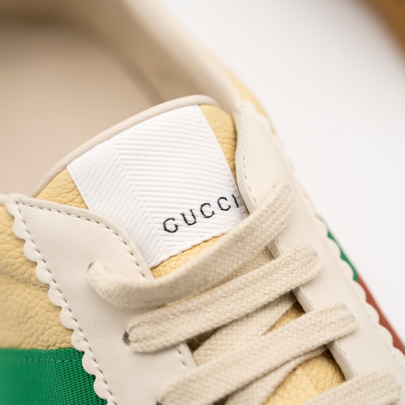 13.5G 14 US Gucci Web G74 GG Sneakers Bees Yellow Web Red Green - Picture 8 of 12